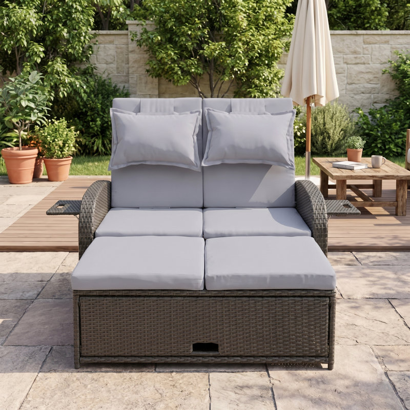 Chaise longue inclinable avec coussins 46,5 po 3-en-1, Gris