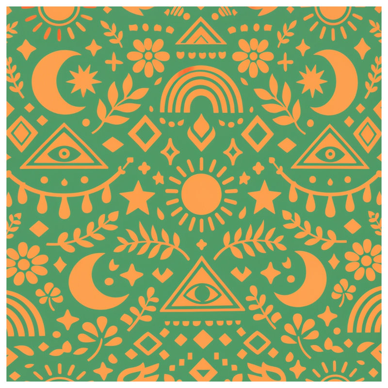 Green Orange Boho Pattern Blankets, 60in W x 80in H
