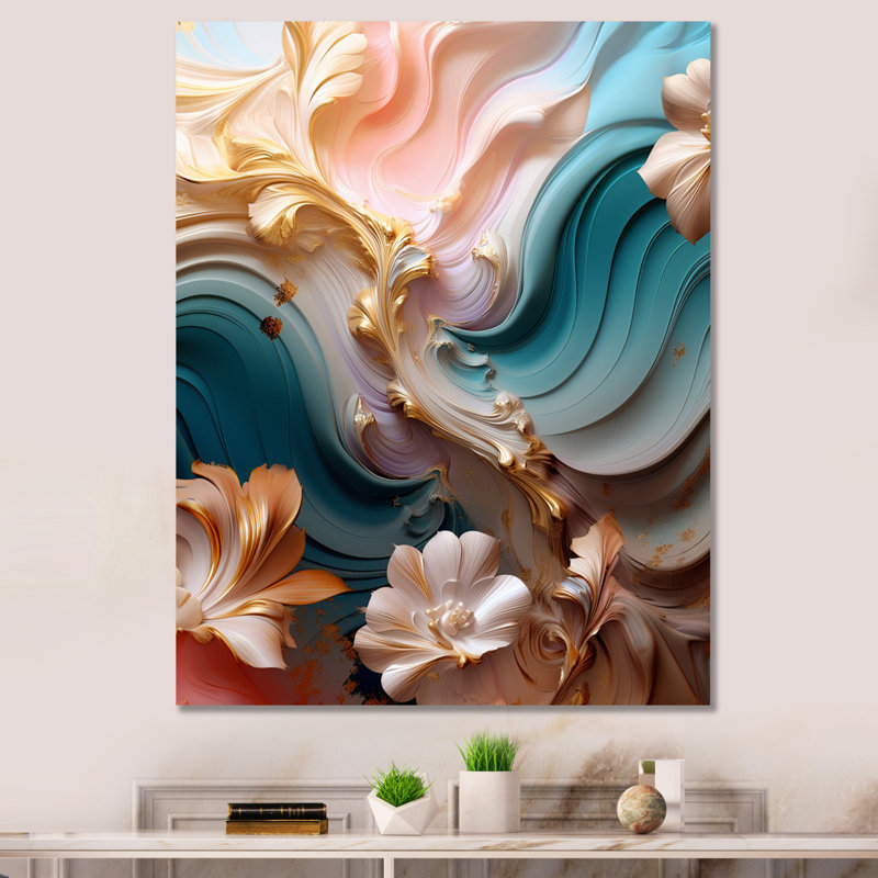 «River Blossoms Pink Rose Blooming On», reproduction sur toile, H 40 po x l 30 po x P 1,5 po, Toile tendue