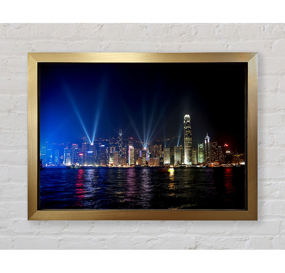 Gerahmter Kunstdruck Hong Kong Strobe Light Reflections