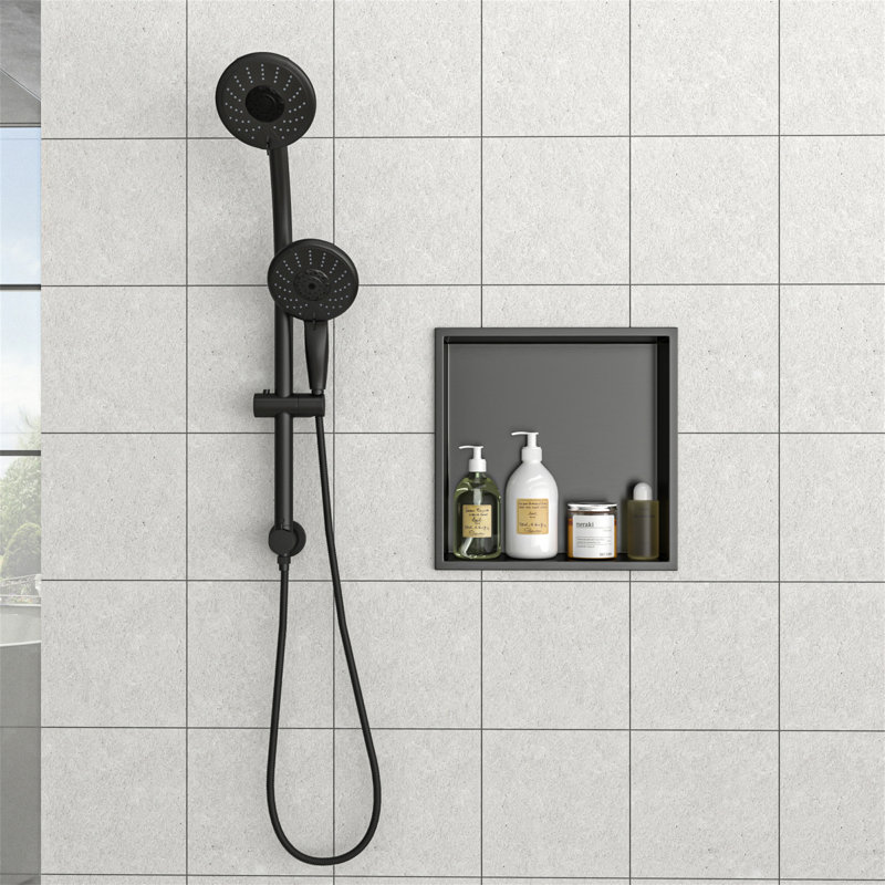 Niche de douche en acier inoxydable 12 po x 12 po, Bronze industriel-noir