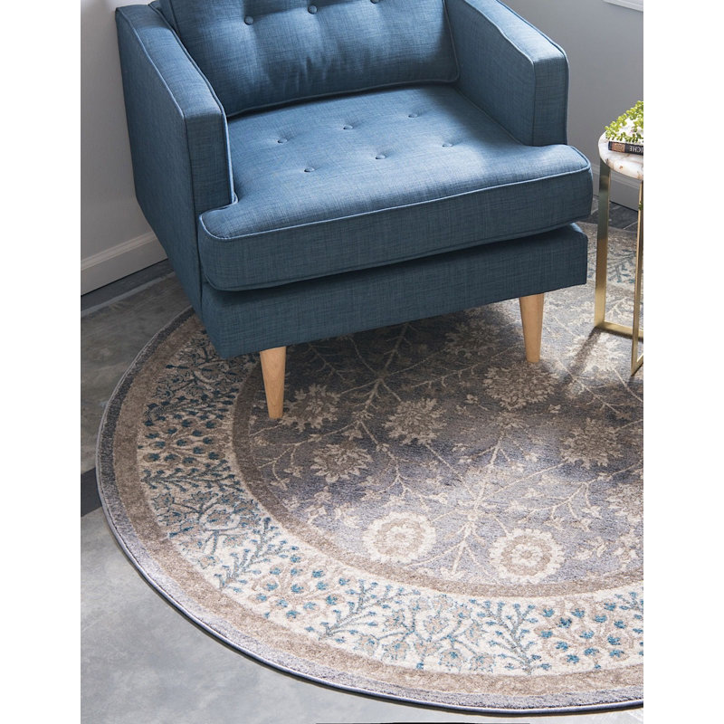 Linz Floral Indoor Rug, Round 5'