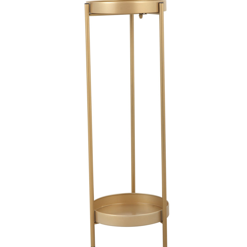 Support en métal doré pour 2 plantes, et stable, idéal pour les espaces variés à l'intérieur comme à l'extérieur