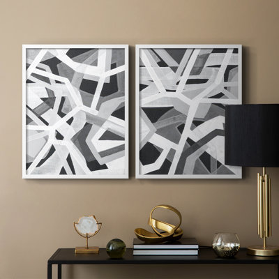 Magnetic Grays I - impression encadrée de qualité supérieure - prête à être accrochée - aucun clou requis - aucun clou requis