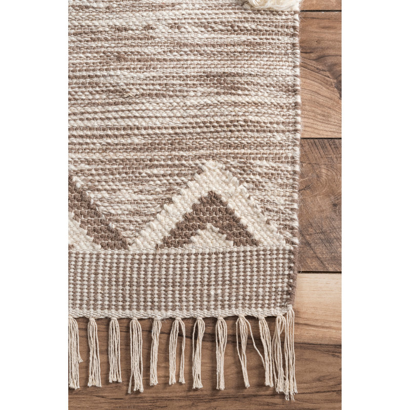 Tapis géométrique en laine noué à la main Northport, Carré 6 pi