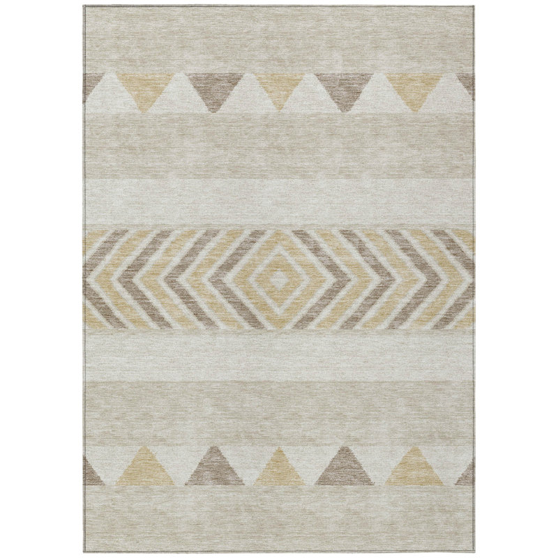 Tapis intérieur lavable beige 10 pi x 14 pi ivoire et taupe