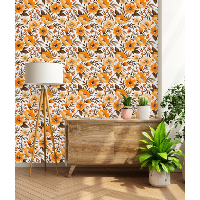 Peel & Stick Floral Tile, 2.08' W x 10.42' L