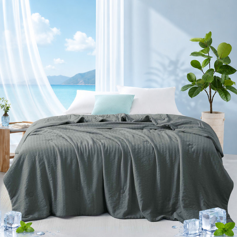 Couverture légère réversible Peace Nest - respirante, évacuant l'humidité et rafraîchissante pour un sommeil d'été confortable