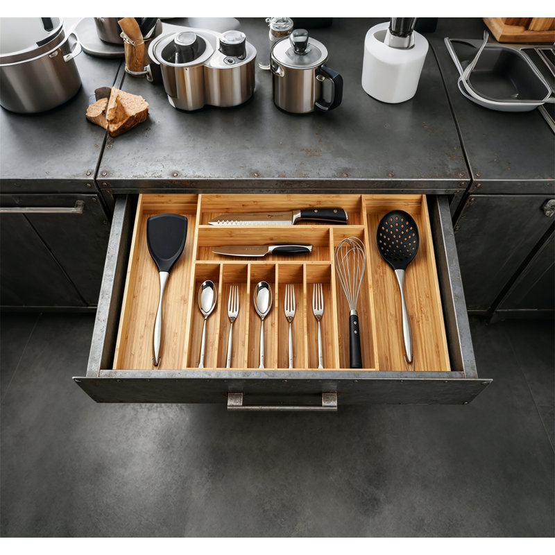 Très grand plateau de couverts extensible pour couverts en bambou