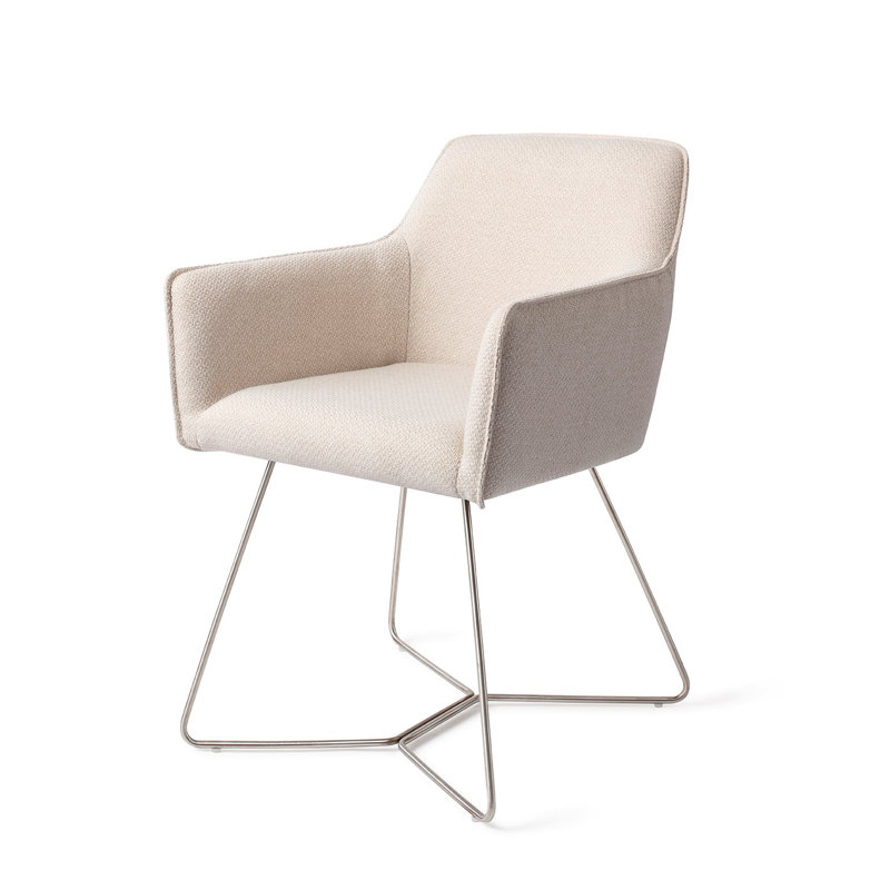Dashall 123.19cm H Polyester Upholstered Metal Armchair, Cream, Steel
