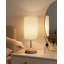 Lampe de table rechargeable sans fil avec minuterie et contrôle tactile à intensité variable, lampe de bureau à DEL portable avec abat-jour en tissu et base en grain de bois pour la chambre à coucher, le salon et l'éclairage ambiant
