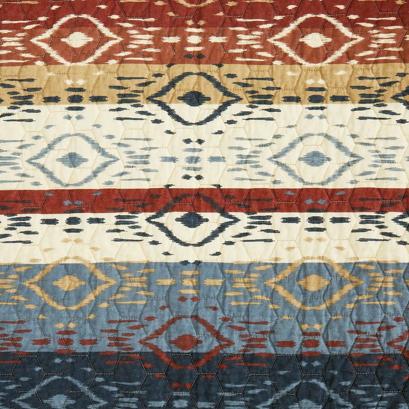 Twin Reversible Cotton Quilt Set with Buffalo Aztec Print