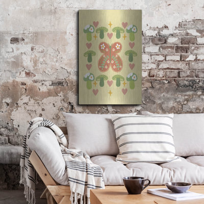 «Oil Pastel Butterfly Mushroom» par Club Daydream, art mural en métal, 24 po x 36 po