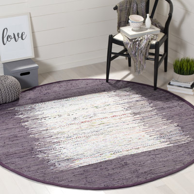 Tapis mauve / blanc en coton tissé à plat à la main Paynter