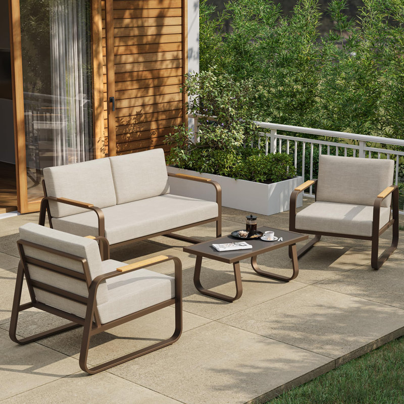 Alexander 4-Piece Chestnut Brown and Creamy Apricot Patio Set