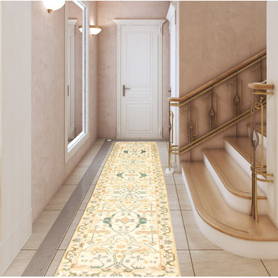 Tapis de couloir en laine noué à la main de conception unique noué à la main New Age 2 pi 5 po x 11 pi 11 po Tapis décoratif Ivoire/beige