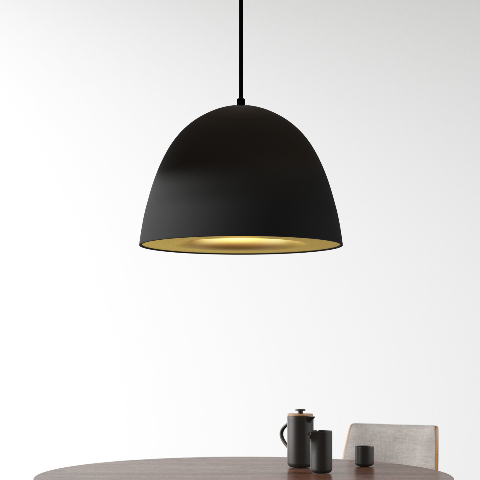 Natosha Single Light Metal Dimmable LED Pendant, 16.5" H x 23.5" W x 23.5" D, Black/Satin Brass