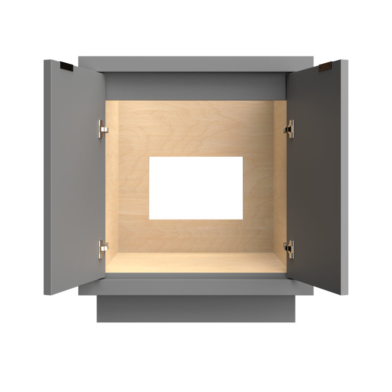 Meuble-lavabo simple Lecrieu, 30", Gris platine, Bronze champagne