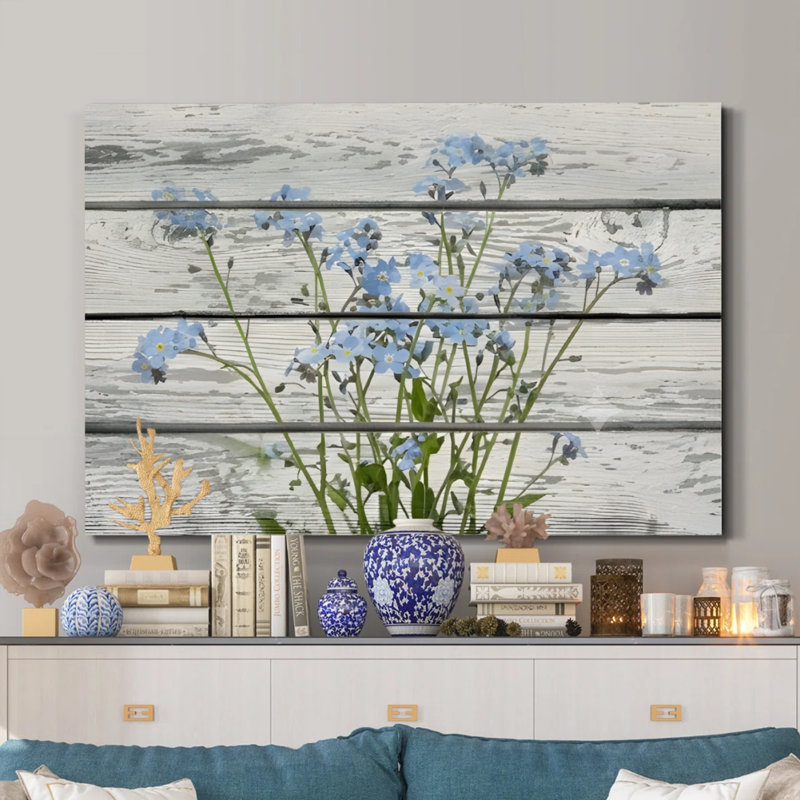 «Forget-Me-Nots on Wood», impression sur toile impressionniste