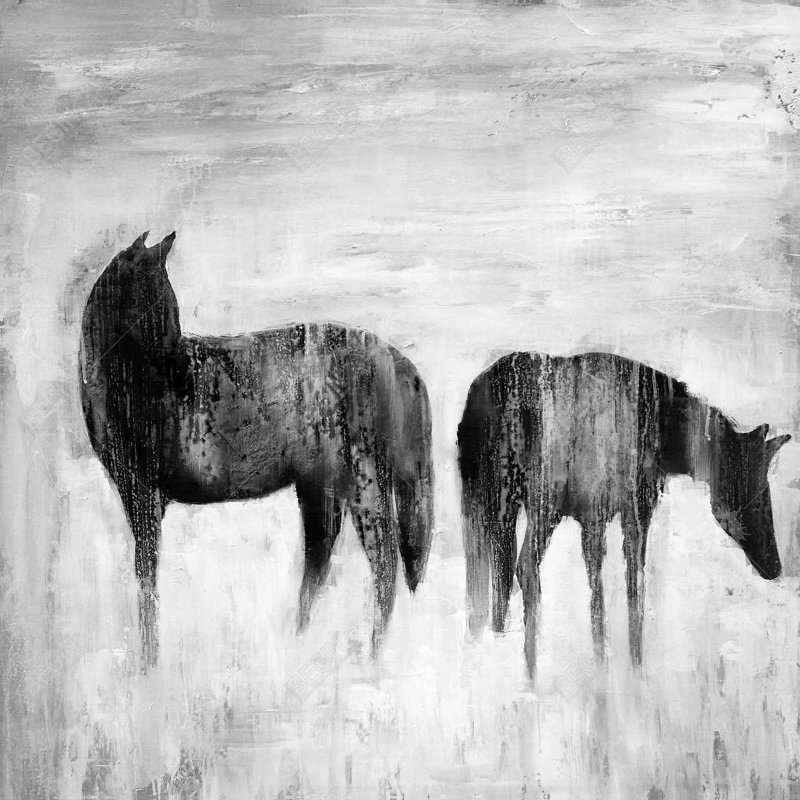 "Silhouettes de chevaux dans la brume"