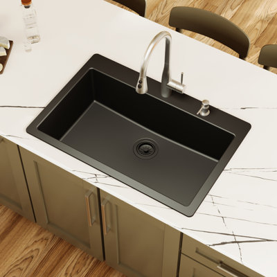 Évier de cuisine à simple cuve encastrable 33 po x 22 po Karran Quartz