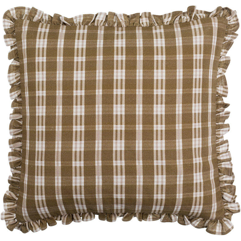 Zeppelin Plaid Cotton Reversible Throw Pillow, 18" x 18", Polyester/Polyfill, Brown/Beige Plaid