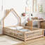 Full House-Shaped Headboard Floor Bed With Fence-635642469-635642471