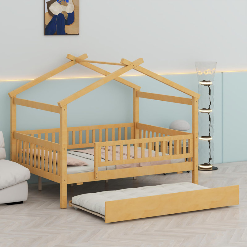 Lit en bois avec couchette, Naturel