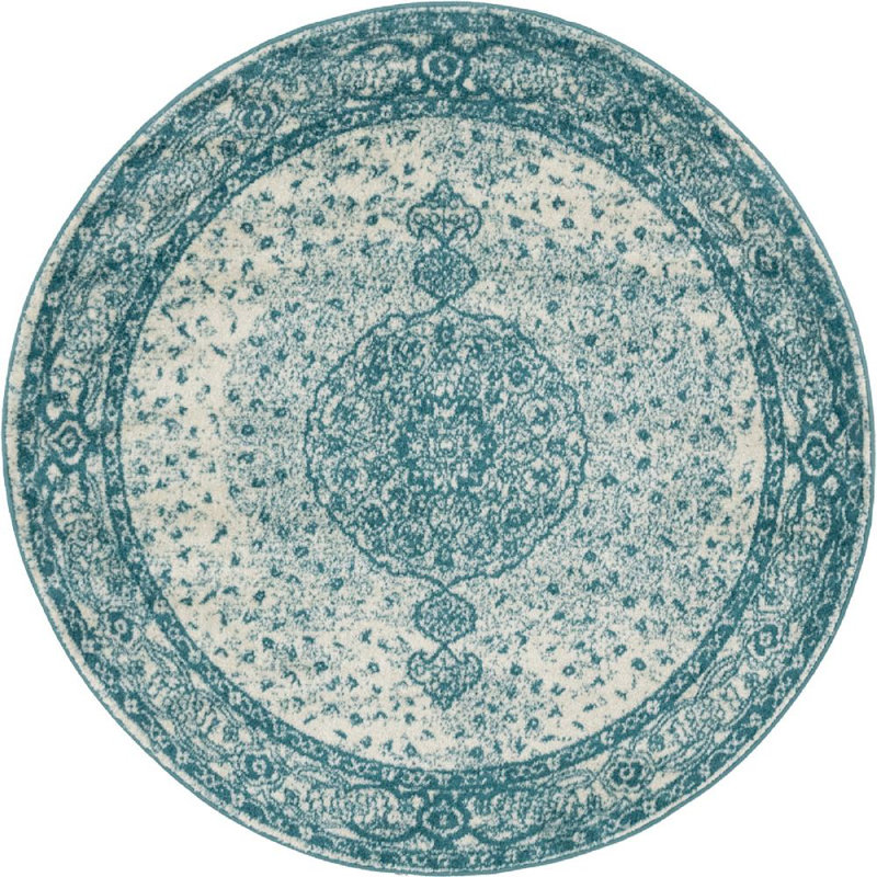 Tapis à motif oriental turquoise Vienna, Rond 3 pi