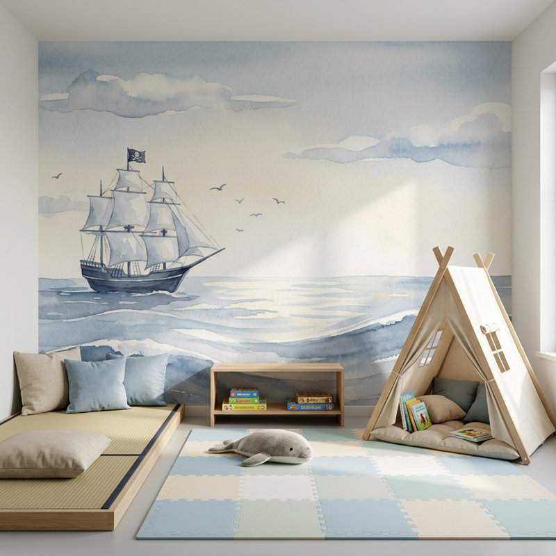 Papier peint ciel nuageux ciel couvert amovible, 100 po x 96 po, Non tissé