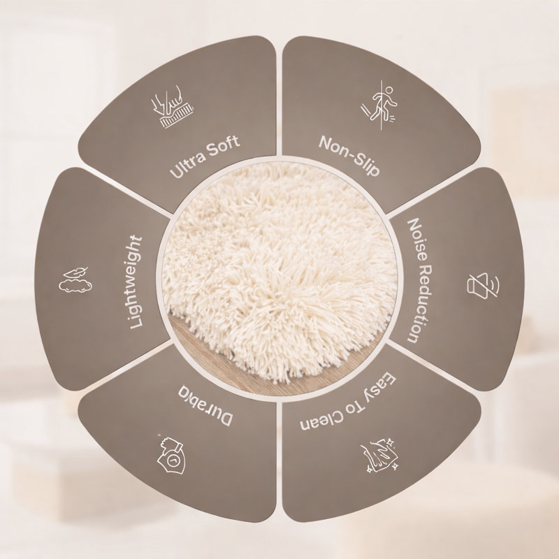 Aspire Homeware Cream Shaggy Area Rug Soft Plush Indoor Carpet, Rectangle 120cm Width X 170cm Length