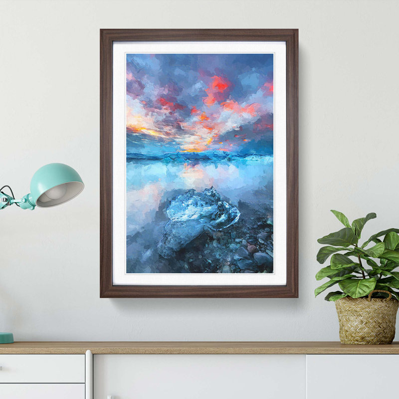 Iceland View in Abstract - Framed Print, Walnut, 76cm H x 50cm W x 2cm D
