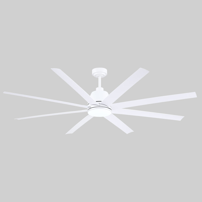 72" 8-blade Large Modern Farmhouse Indoor Ceiling Fans With Lights And Remote Control, White