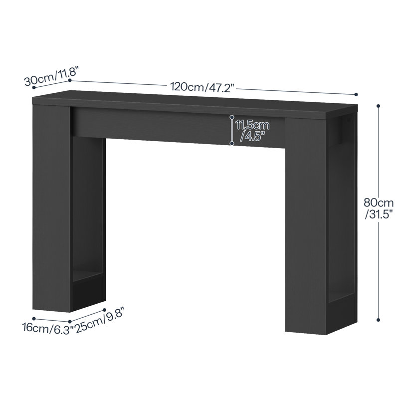 47.2'' Console Table Hallway Foyer Table with 2 Open Side Shelf