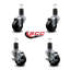 3 Inch Soft Rubber Wheel Swivel 1-5/8 Inch Expanding Stem Caster Set 2 Brakes SCC