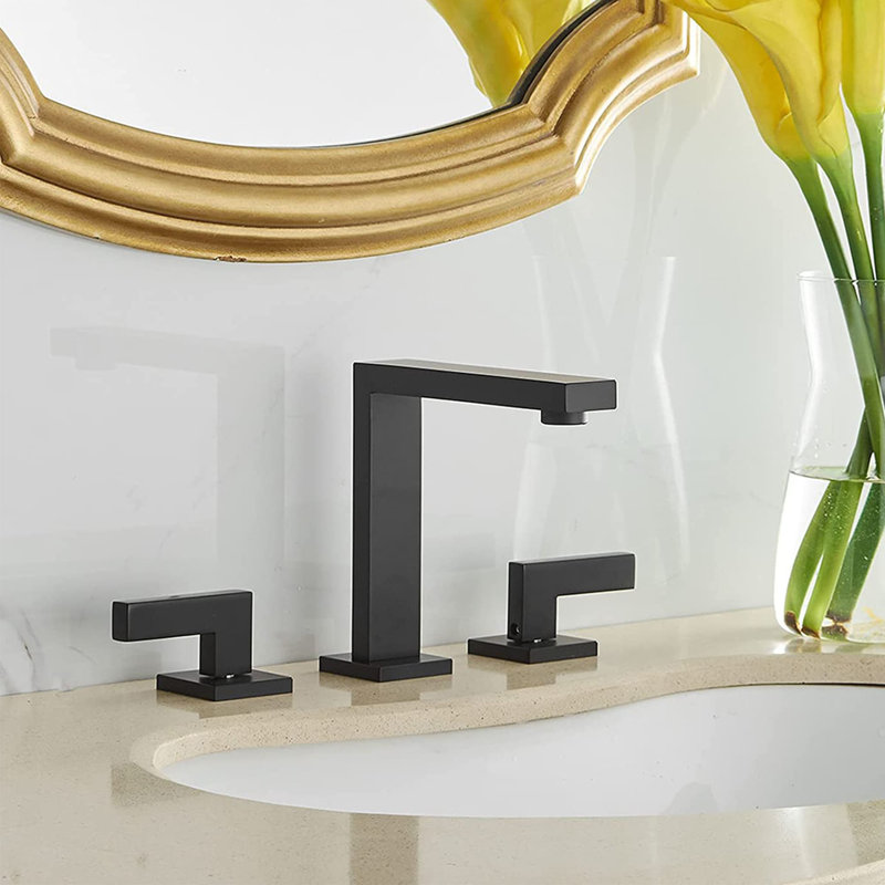 2-handle Bathroom Faucet with Drain Assembly, Matte Black
