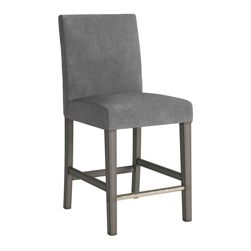 Tabouret de comptoir de 25 po avec structure en bois massif Jacub, Gris