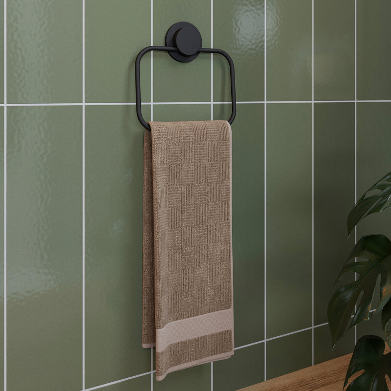 Croydex Stick 'N' Lock Towel Ring Matt Black