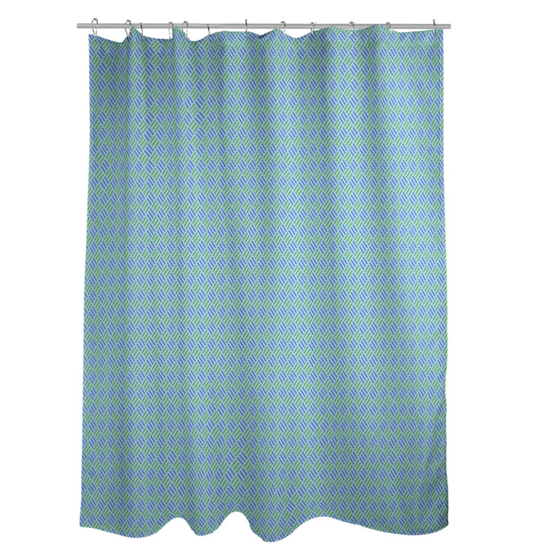 Rideau de douche simple à motif de losanges classiques, Bleu / vert / blanc