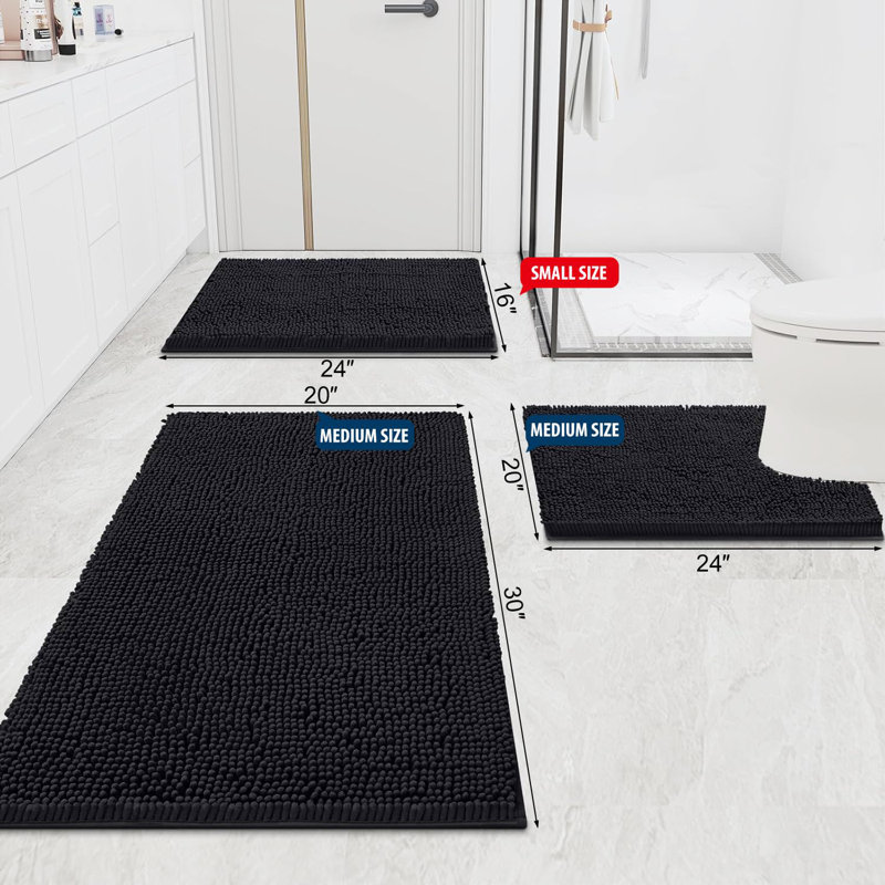 Tapis pour salle de bain Wagnon, Charbon de bois, L 20 po x L 30 po