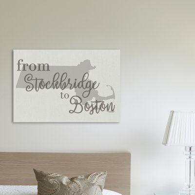«From Stockbridge To Boston Typographie Map» par Daphne Polselli, reproduction d'art textuel sur toile