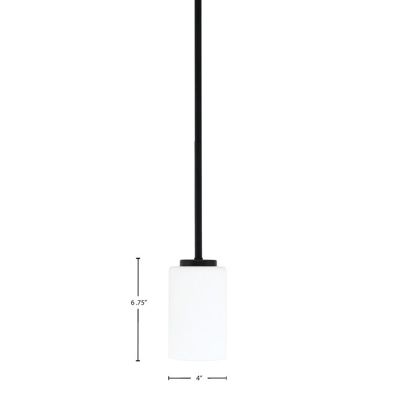 Mini-luminaire suspendu 1 lumière Amarmula, finition noir mat, verre texturé transparent de 5 po