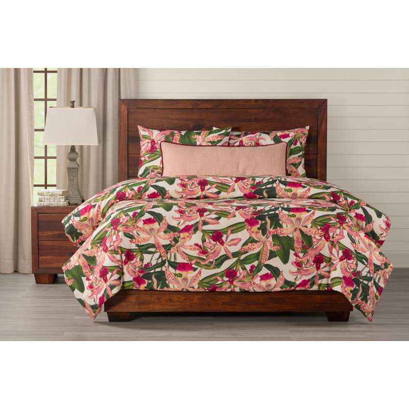 Pink Orchid Duvet Cover & Insert Set, California King Duvet Cover + 2 Shams + 1 Pillow