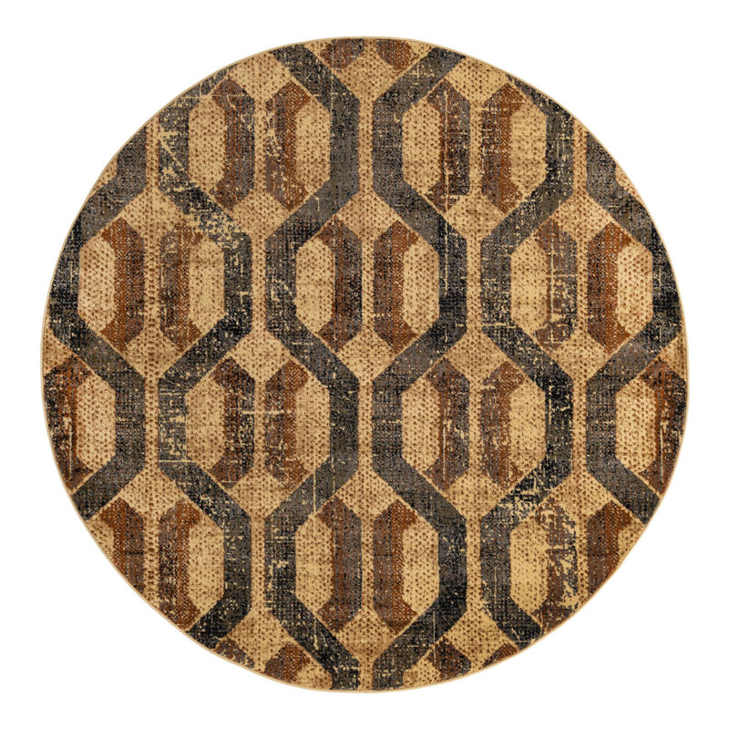 Brennin Geometric Indoor Rug, Round 7'
