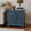 Table de chevet en bois sculpté à 3 tiroirs, commode décorative à volutes rétro, table de chevet pour chambre à coucher ou salon