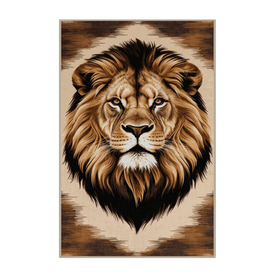 Washable African Lion Big Cats Area Rug