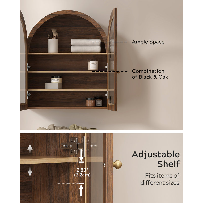 Armoire murale de salle de bain Arch, Brun