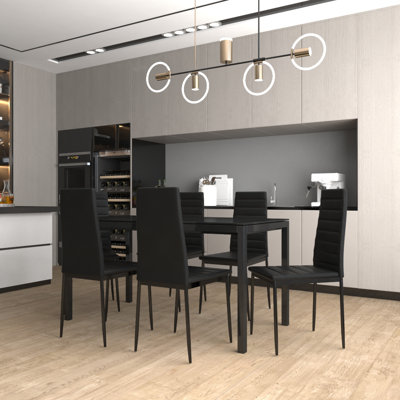 Etzel Set of 4 Modern Faux Leather Armless High Back Dining Chairs