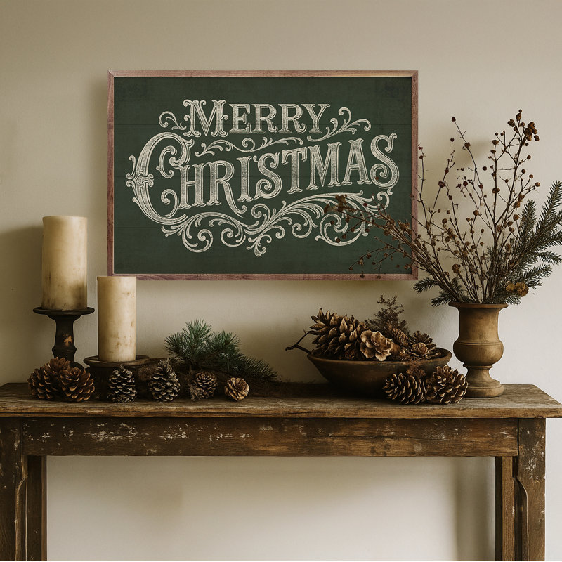 Joyeux Noël orné, H 5 po x l 8 po, Vert