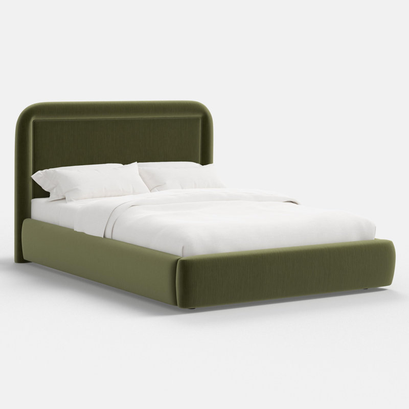 Stoffer Home x Cloth and Co. Marisa Bed, Moss Performance Velvet, Full